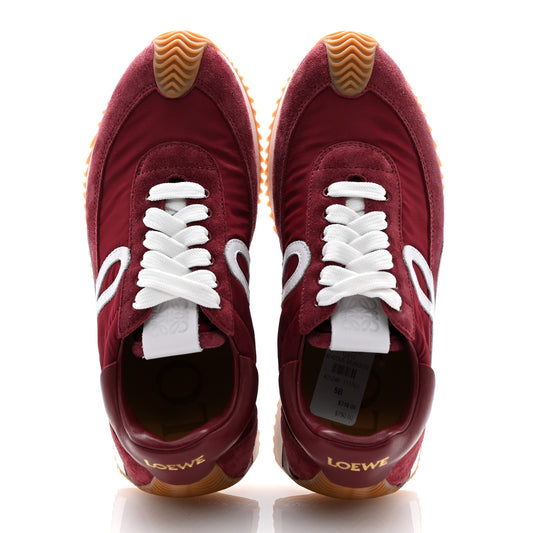 Nylon Suede Flow Runners Sneakers 35 Burgundy White