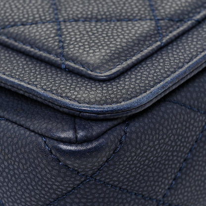 Chanel Washed Caviar Quilted Medium Turn Around Ligne Flap Navy 8 of 17