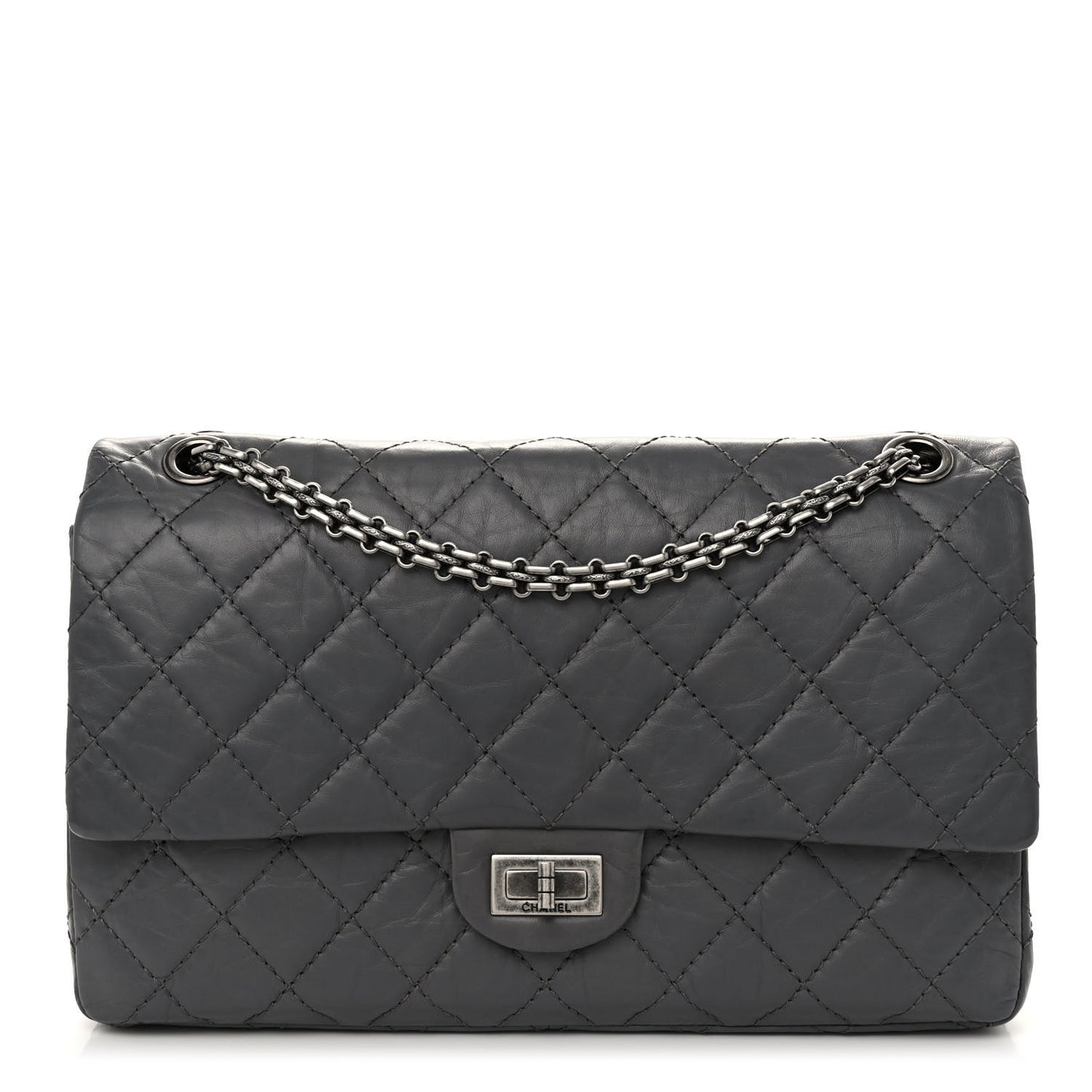 Aged Calfskin Quilted 2.55 Reissue 226 Flap Grey