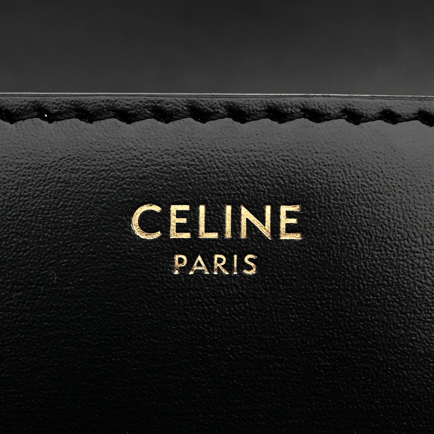 Celine Shiny Calfskin Triomphe Crystals Chain Shoulder Bag Black 6 of 12