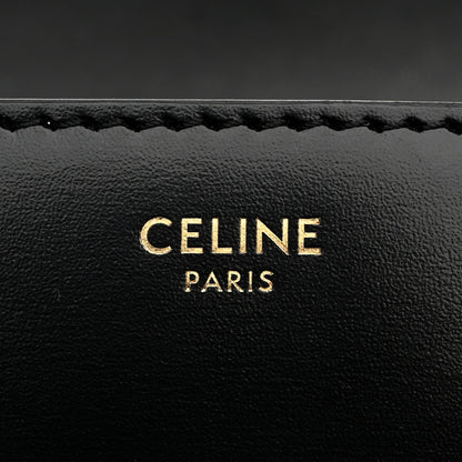 Celine Shiny Calfskin Triomphe Crystals Chain Shoulder Bag Black 6 of 12