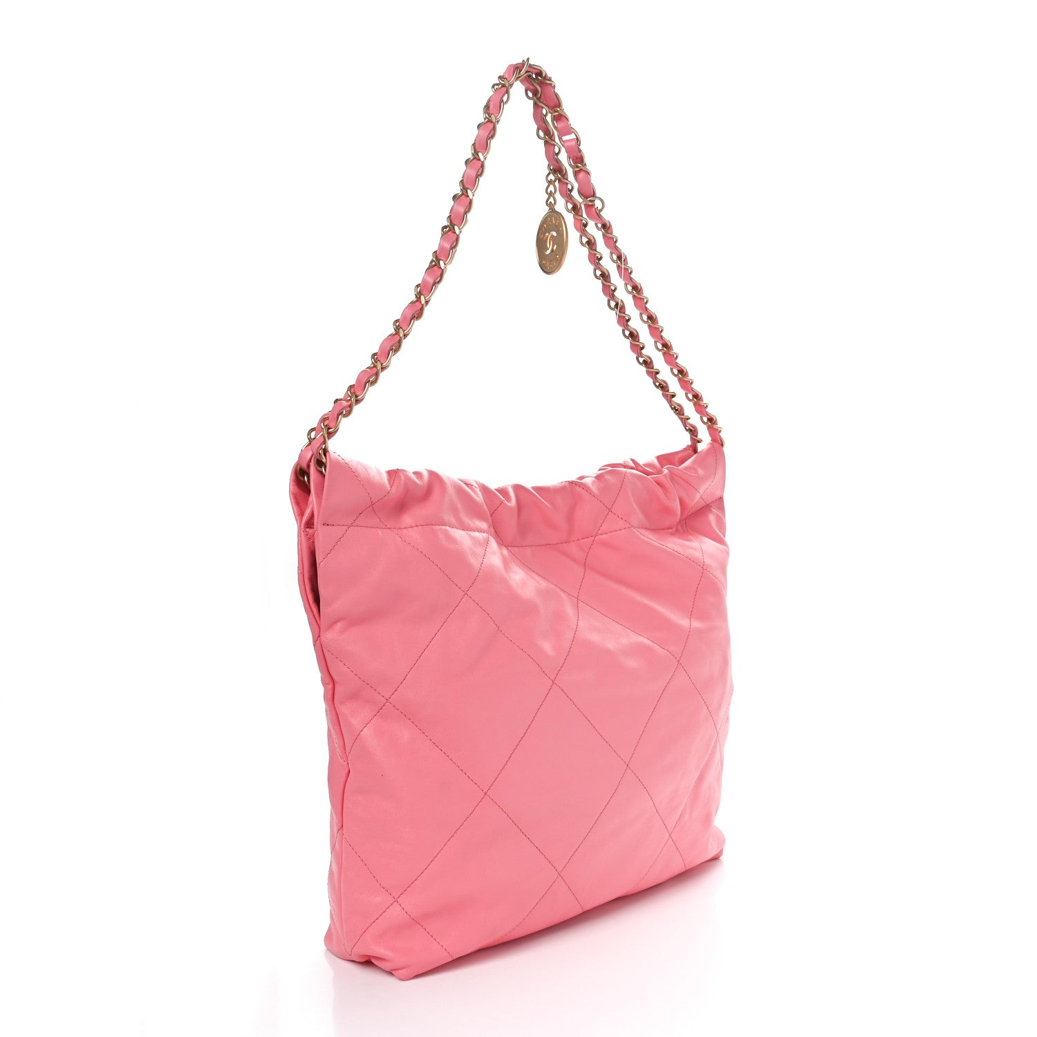 Chanel Shiny Calfskin Quilted Small Chanel 22 Coral Pink 3 of 11