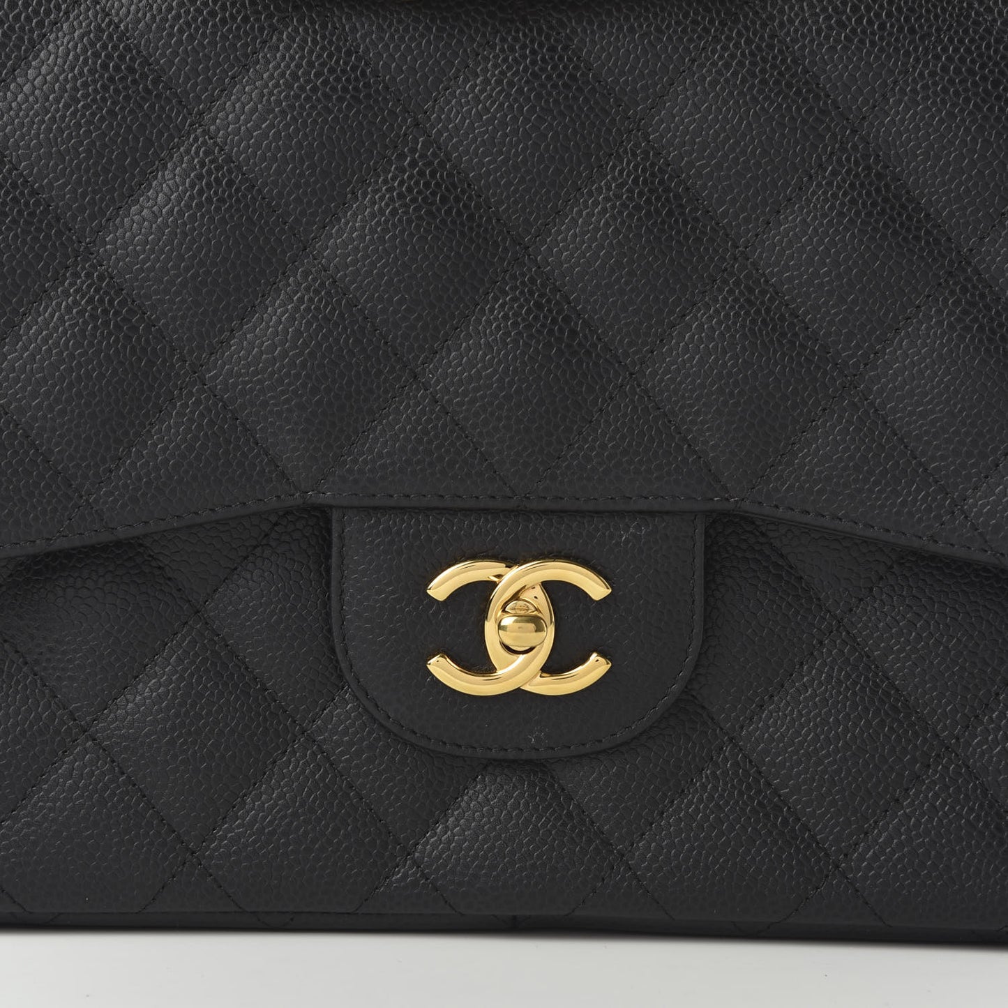 Caviar Quilted Jumbo Double Flap Black