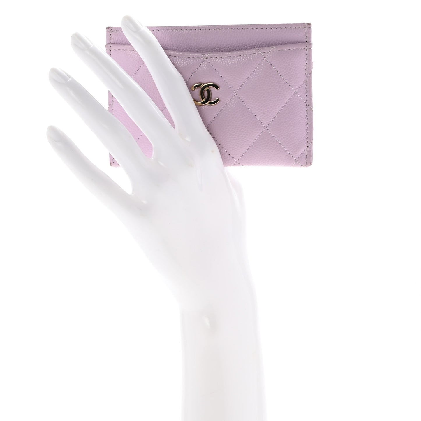 Caviar Quilted Card Holder Light Purple