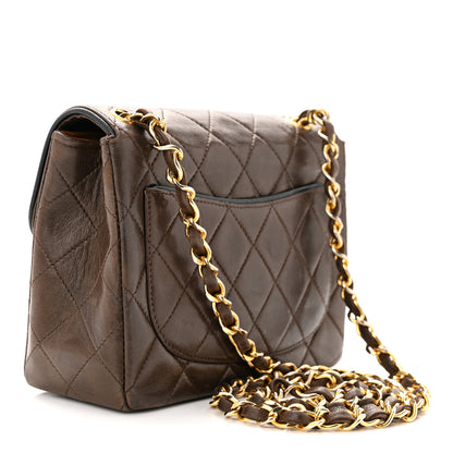 Chanel Lambskin Quilted Mini Square Flap Bag Dark Brown 3 of 10