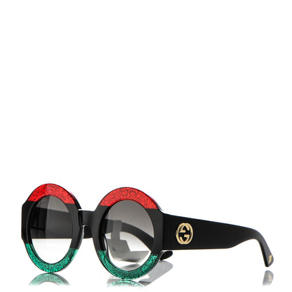 Gucci Acetate Round GG0084S Sunglasses Black Red Green 1 of 7