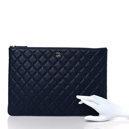 Chanel Calfskin Braided Large Cosmetic Case Navy 2 of 8