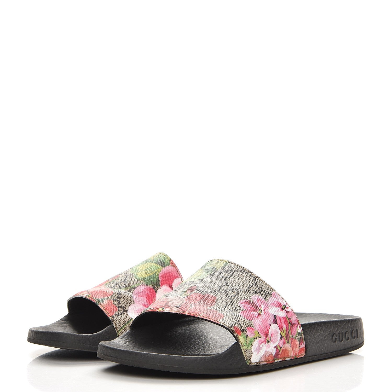 Gucci GG Supreme Monogram Blooms Slide Sandals 36 Beige Multicolor 3 of 7