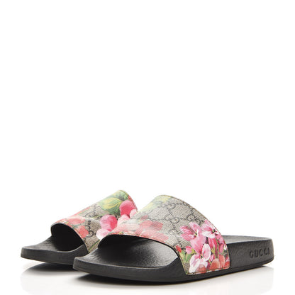 Gucci GG Supreme Monogram Blooms Slide Sandals 36 Beige Multicolor 3 of 7