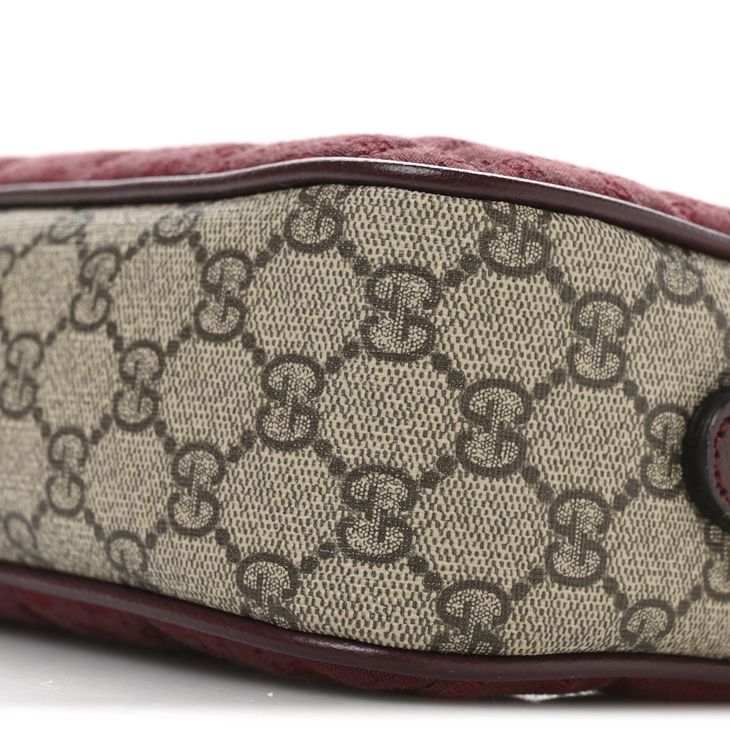 Gucci Monogram GG Mignon Textured Dollar Calfskin GG Supreme Monogram Quilted Small Crossbody Bag  Burgundy Beige Ebony 10 of 11