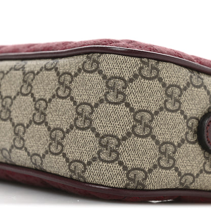 Gucci Monogram GG Mignon Textured Dollar Calfskin GG Supreme Monogram Quilted Small Crossbody Bag  Burgundy Beige Ebony 10 of 11