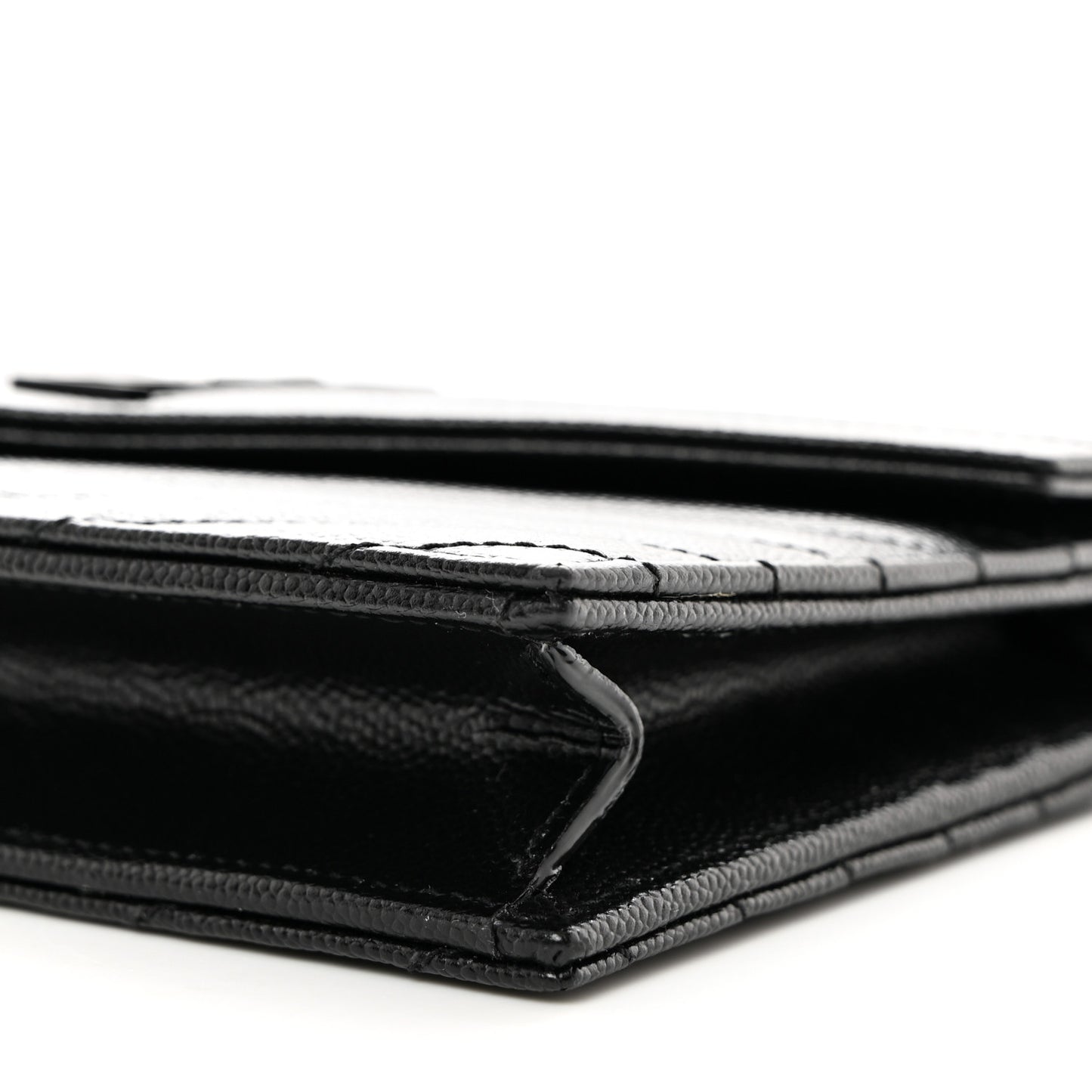 Grain De Poudre Matelasse Chevron Monogram Monochrome Envelope Chain Wallet Black