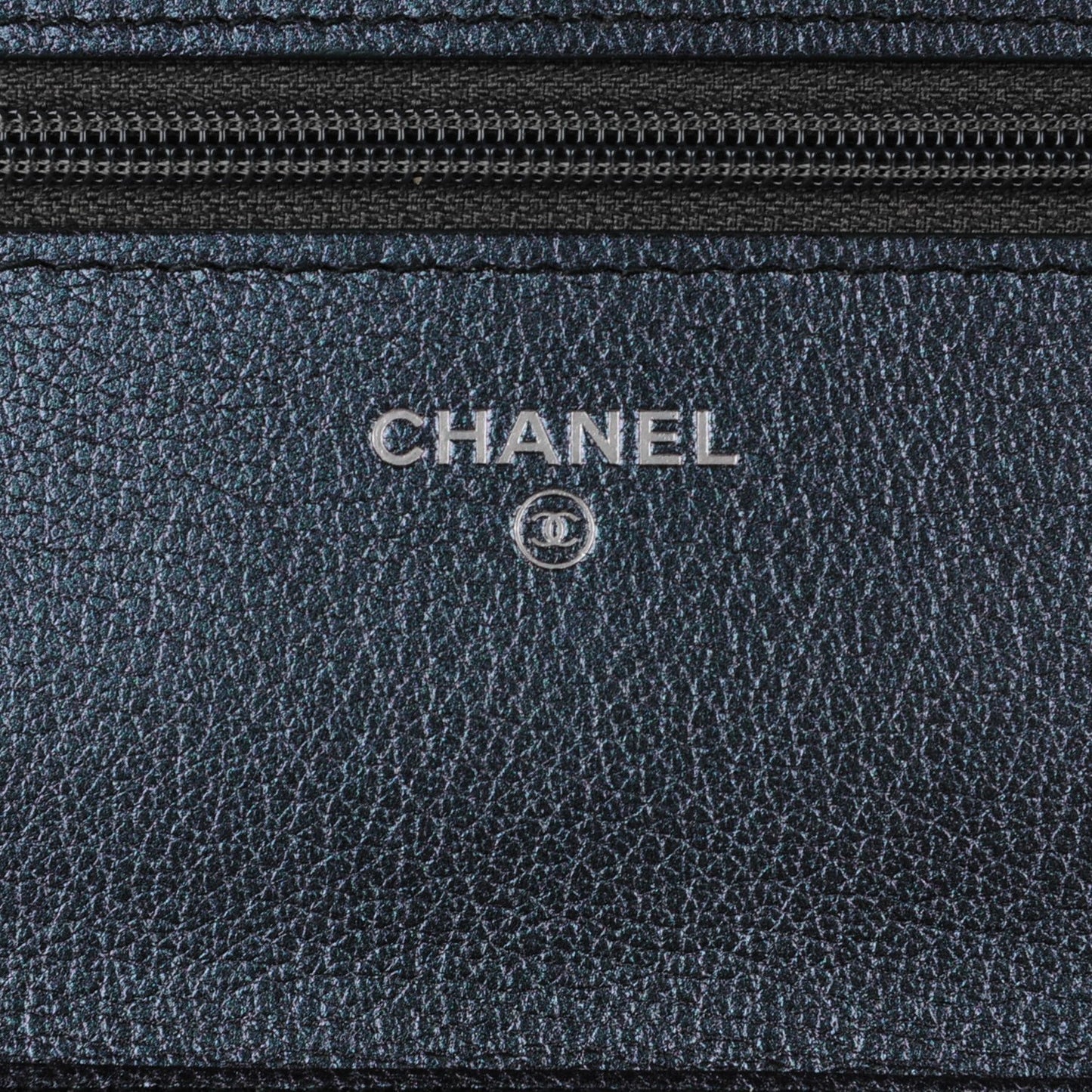 Iridescent Goatskin Quilted Wallet On Chain WOC Purple