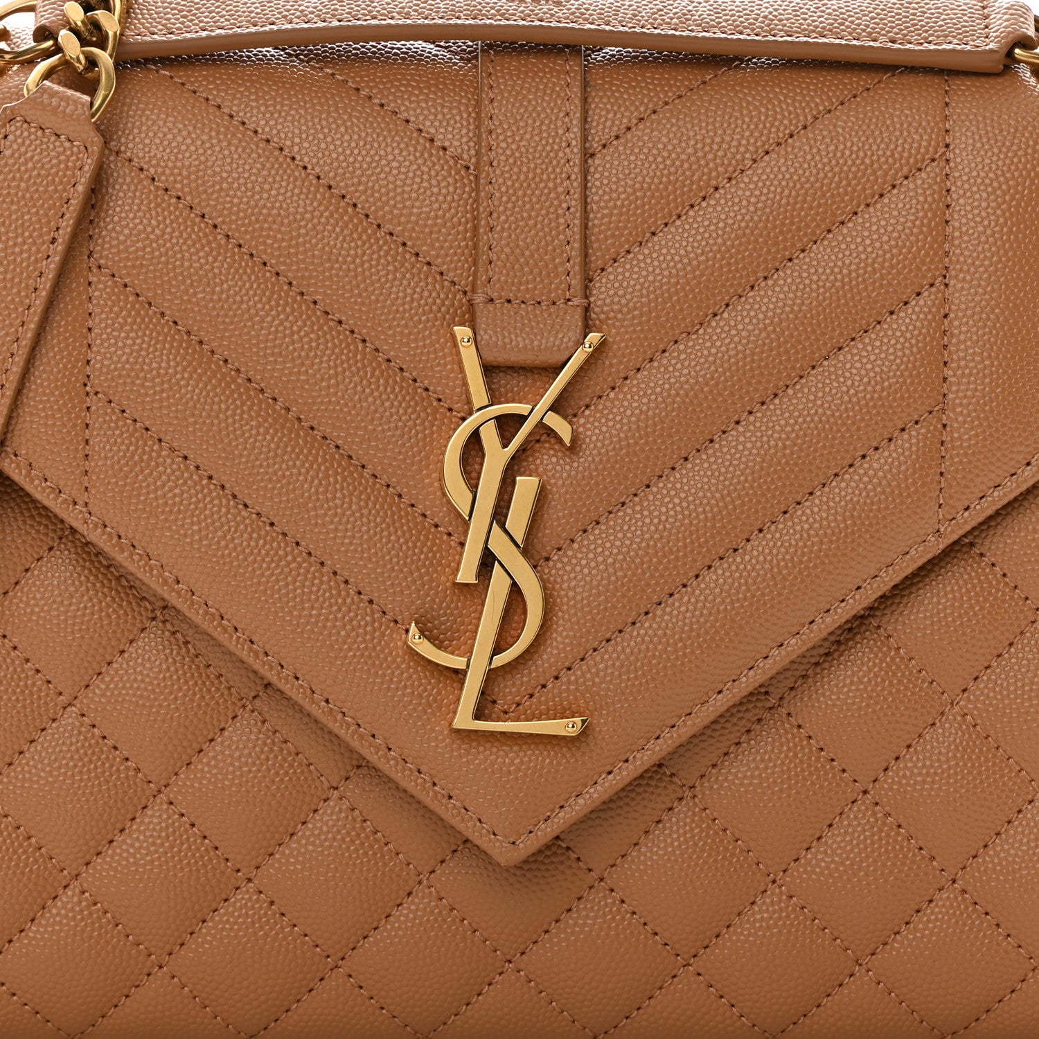 Saint Laurent Grain De Poudre Textured Mixed Matelasse Triquilt Medium Monogram Satchel Dune 7 of 13