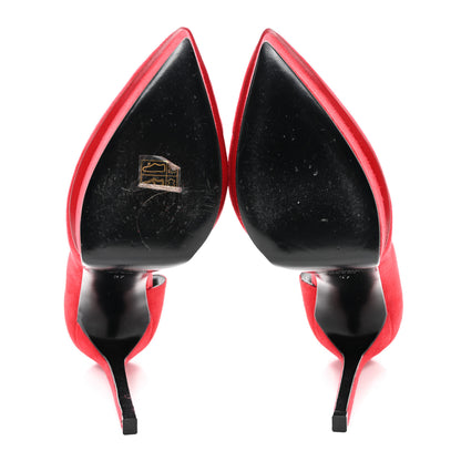Saint Laurent Suede Janis 105 D'Orsay Pumps 37 New Red 5 of 9