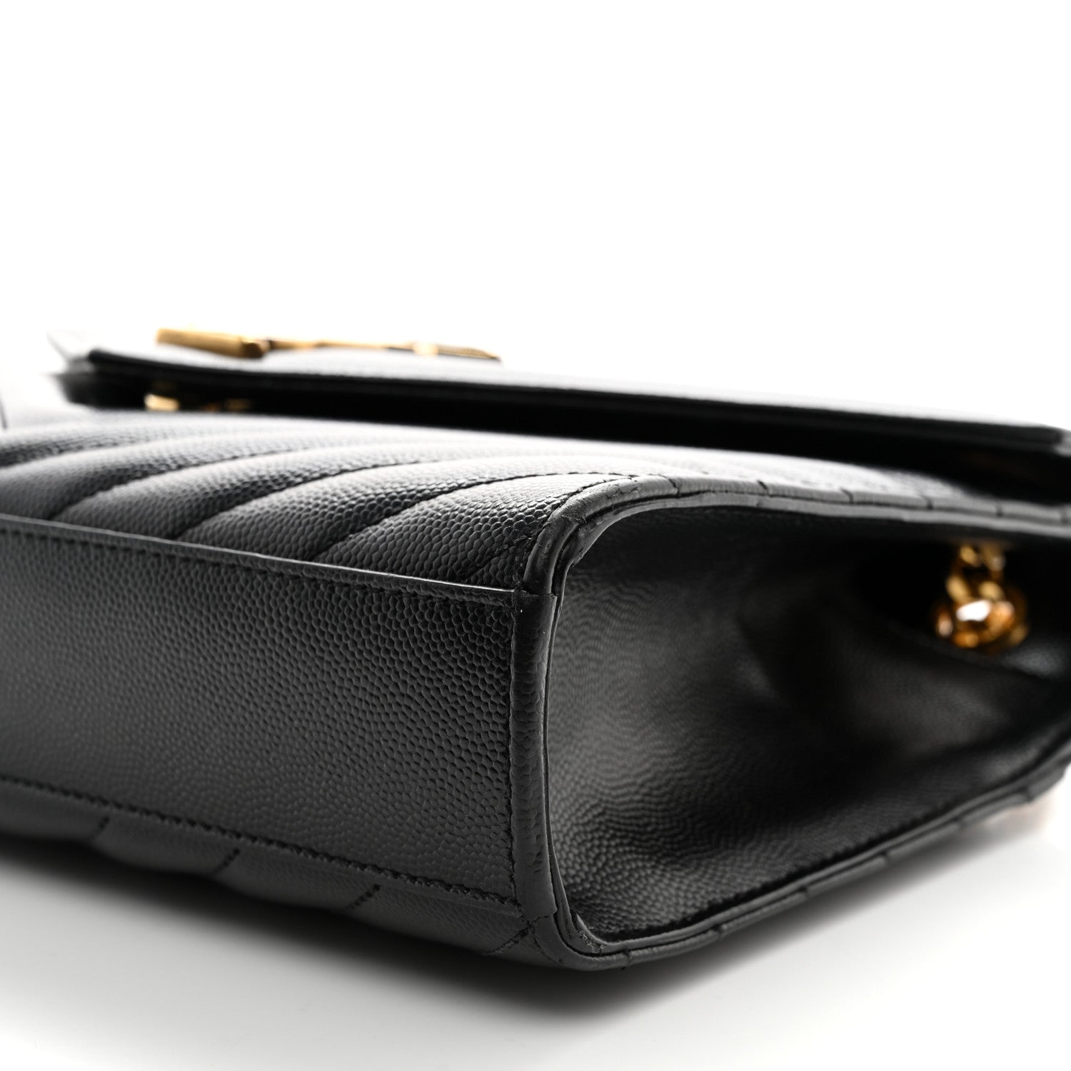 Saint Laurent Grain De Poudre Matelasse Chevron Medium Monogram Satchel Black 11 of 13