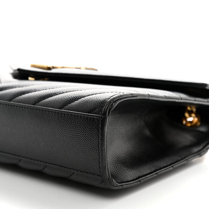 Saint Laurent Grain De Poudre Matelasse Chevron Medium Monogram Satchel Black 11 of 13