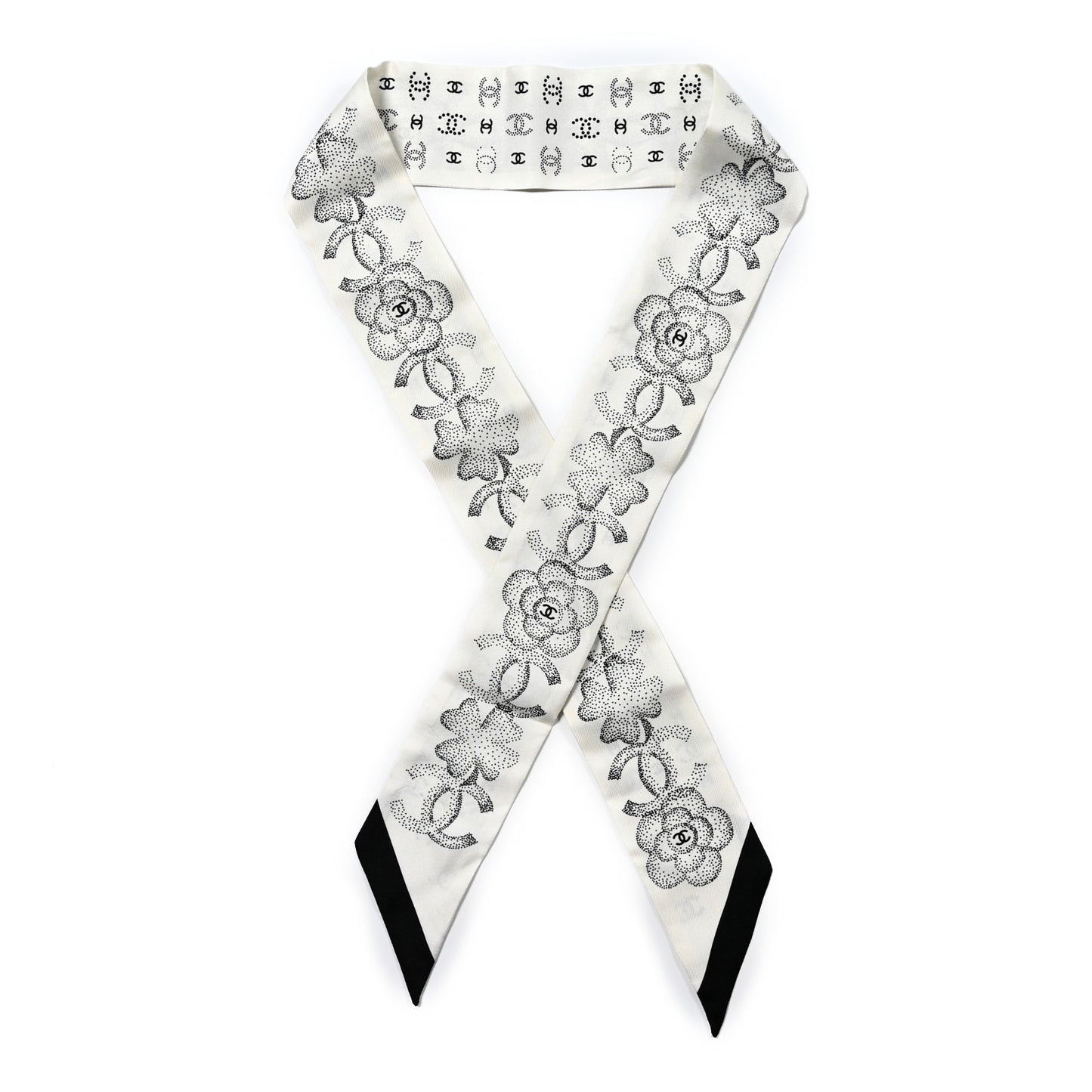 Silk Clover CC Slim Bandeau Scarf White Black