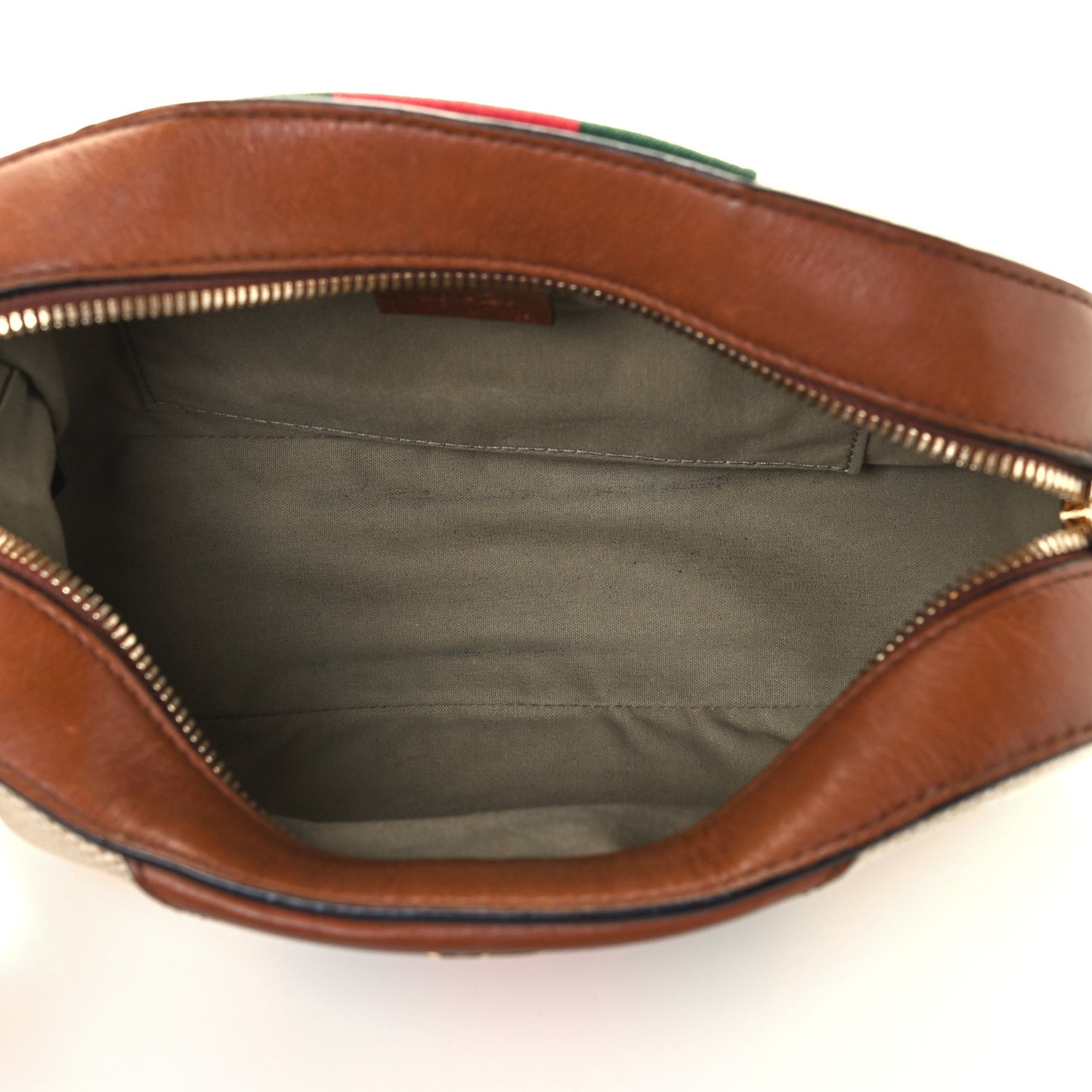 Vintage Canvas Web Shoulder Bag Sand Cuir