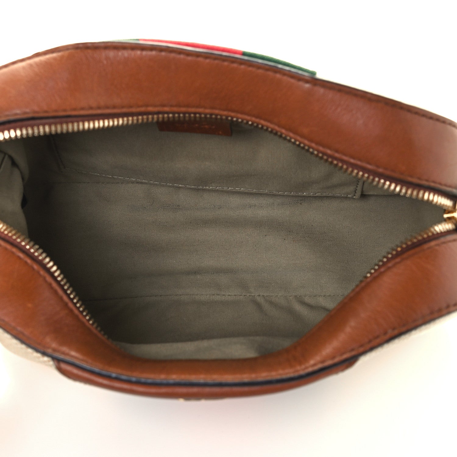 Gucci Vintage Canvas Web Shoulder Bag Sand Cuir 4 of 10