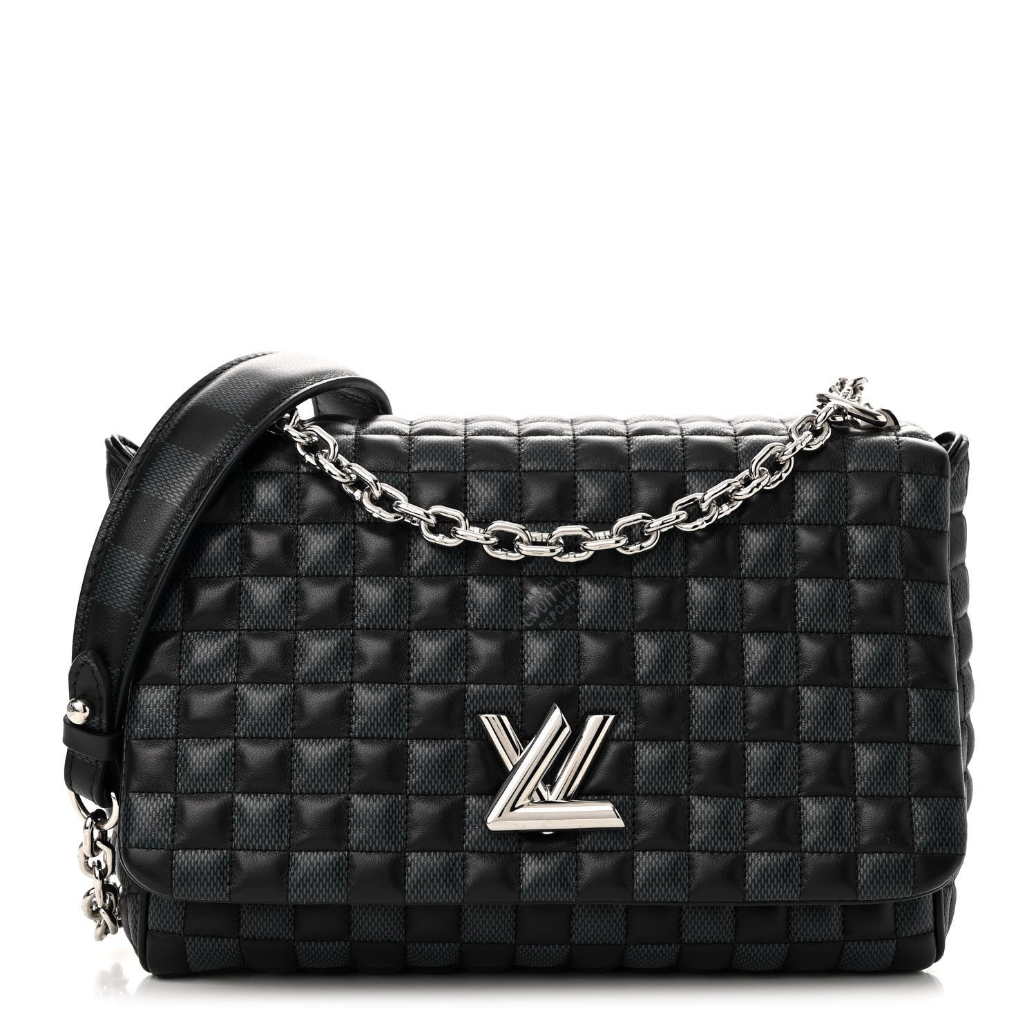 Louis Vuitton Calfskin Quilted Damier Twist MM Black Anthracite 1 of 10