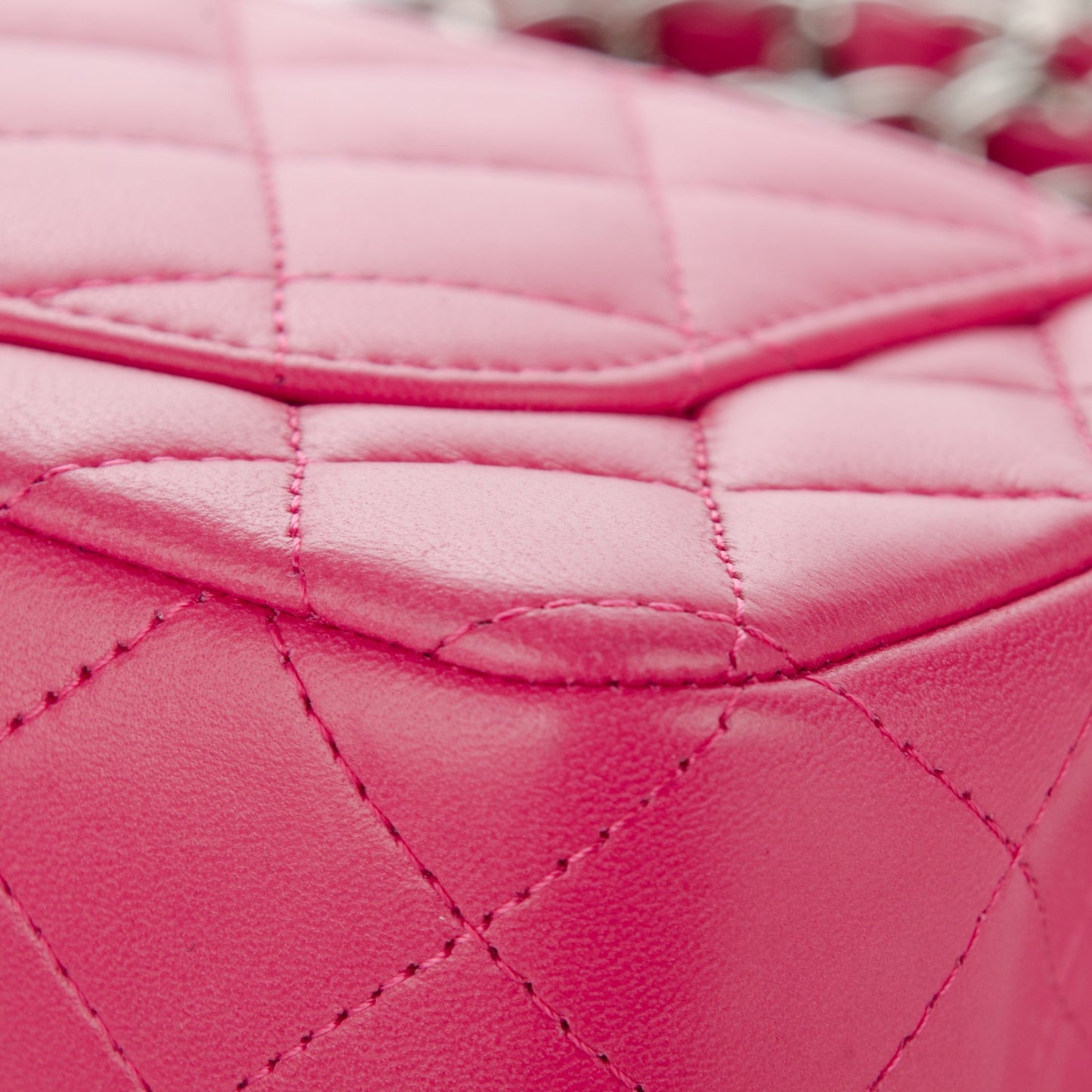 Lambskin Quilted Mini Rectangular Flap Dark Pink