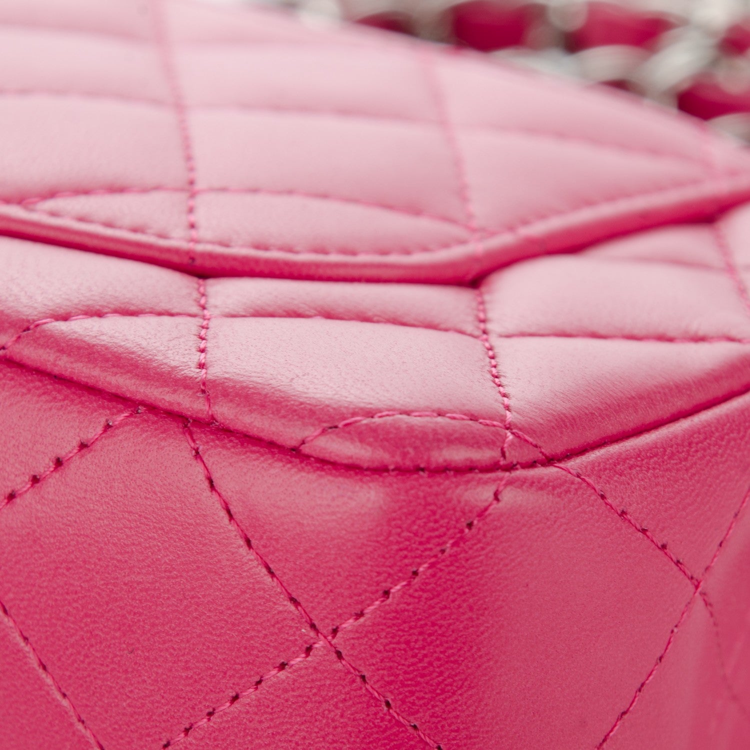 Chanel Lambskin Quilted Mini Rectangular Flap Dark Pink 11 of 11