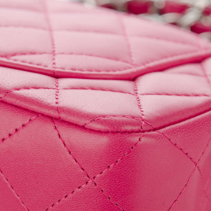 Chanel Lambskin Quilted Mini Rectangular Flap Dark Pink 11 of 11
