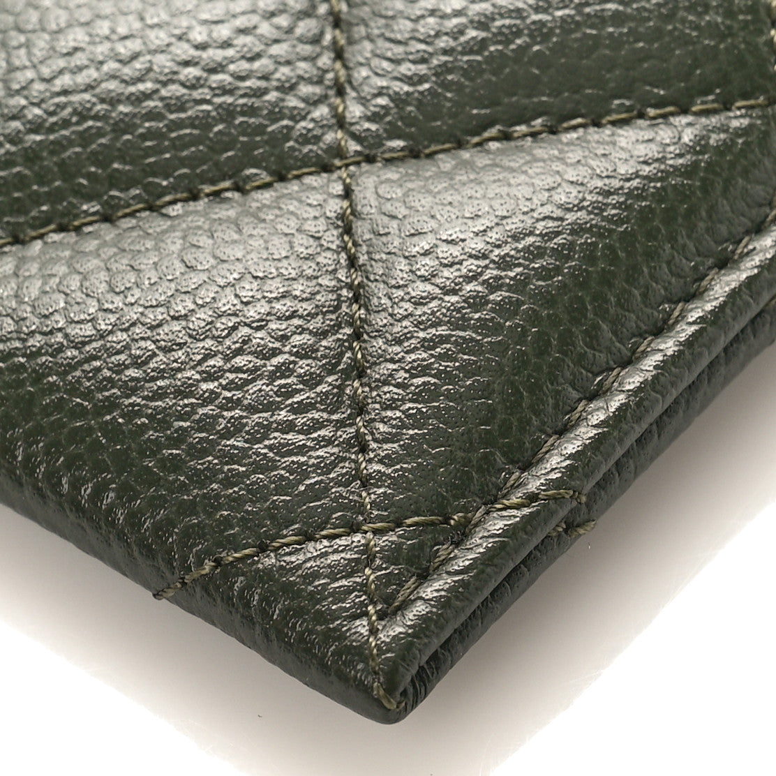 Caviar Quilted Multi Chain Card Holder Green