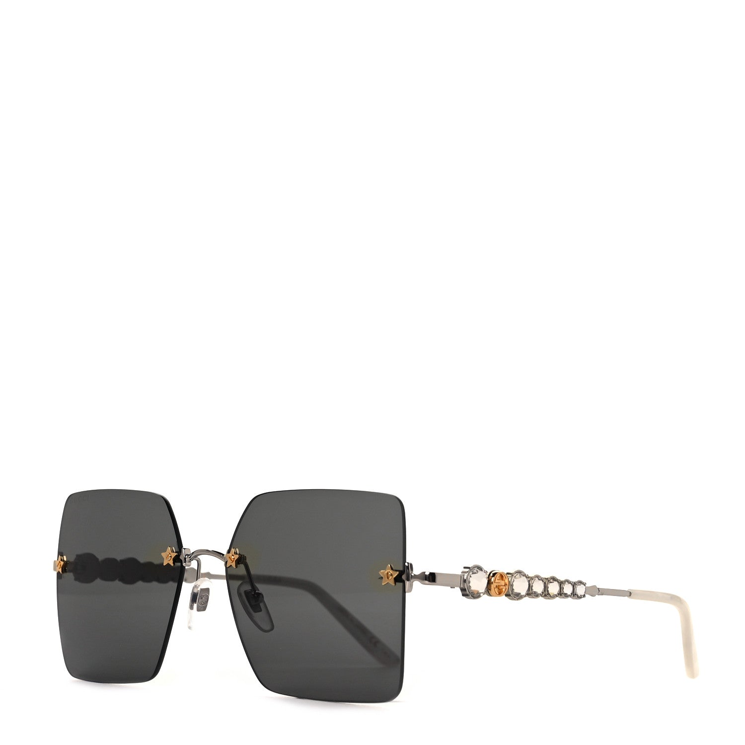 Gucci Crystal Metal Sunglasses GG0644S Gold Silver 1 of 7