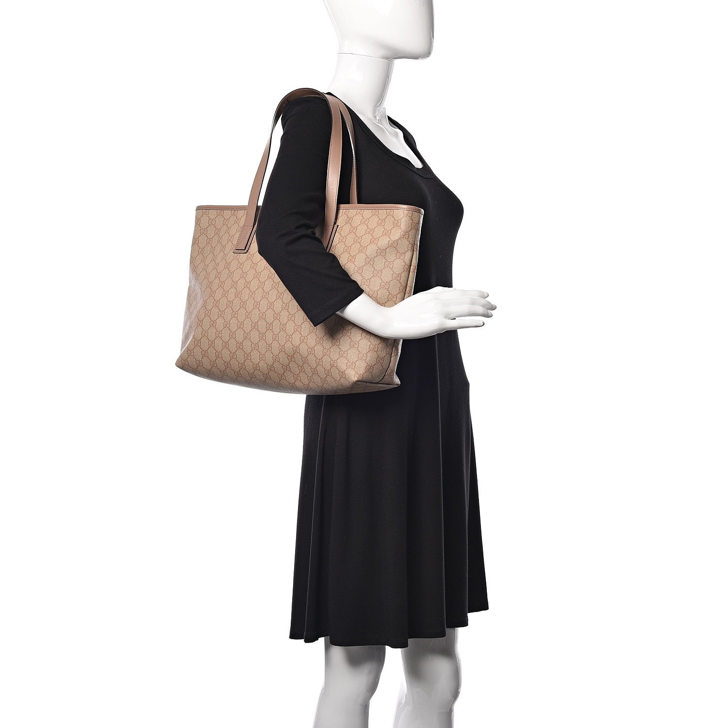 Gucci GG Supreme Monogram Medium Zippered Shopping Tote Winter Rose 2 of 13