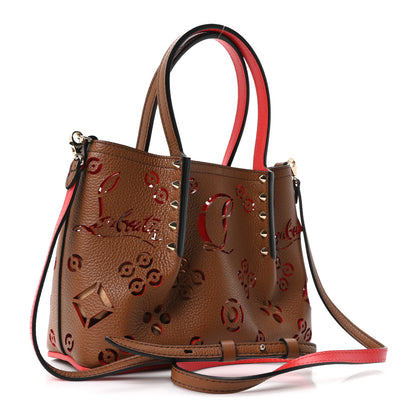 Christian Louboutin Calfskin Loubinthesky Mini Perforated Cabarock Spikes Tote Biscotto 3 of 8