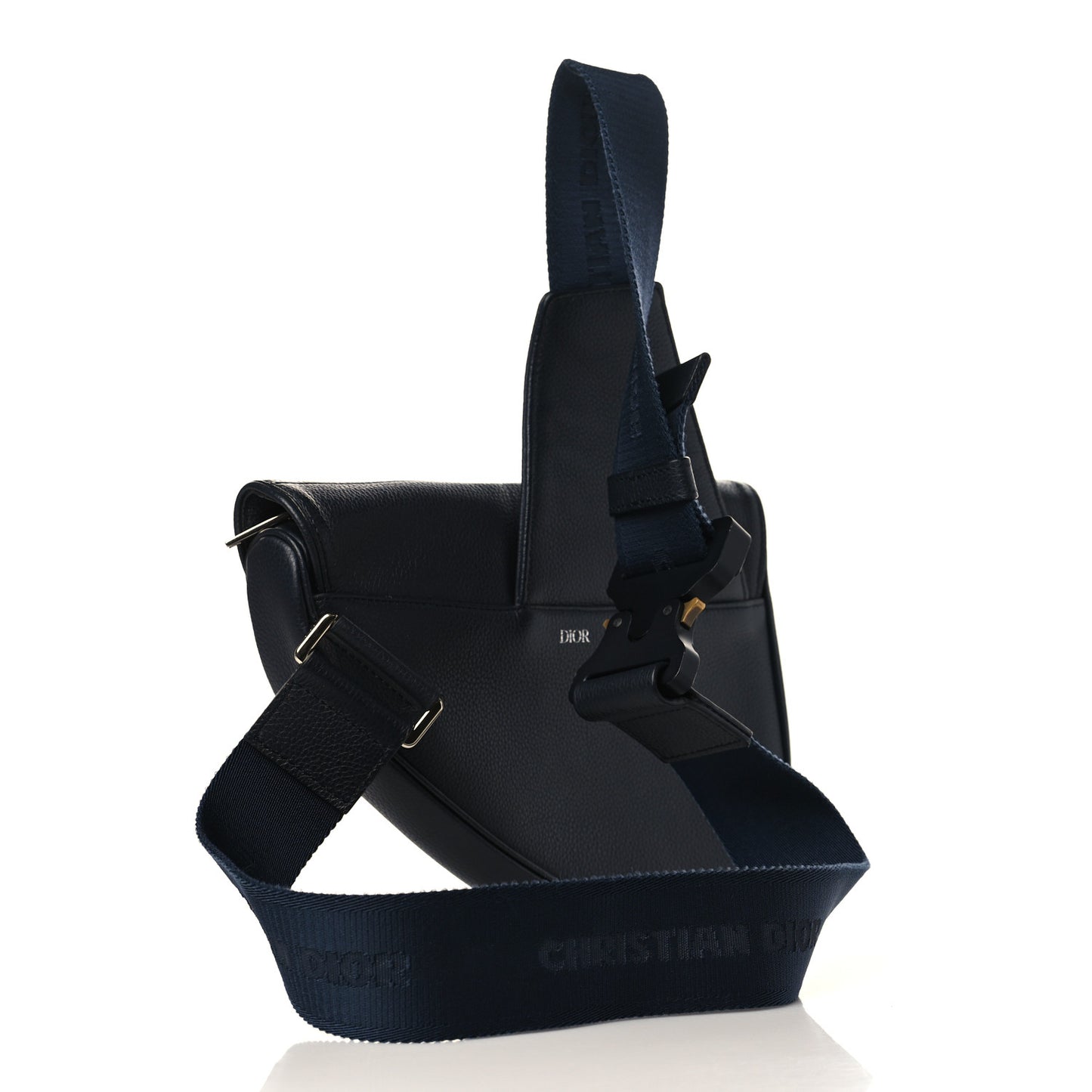 Grained Calfskin Mens Saddle Bag Navy Blue