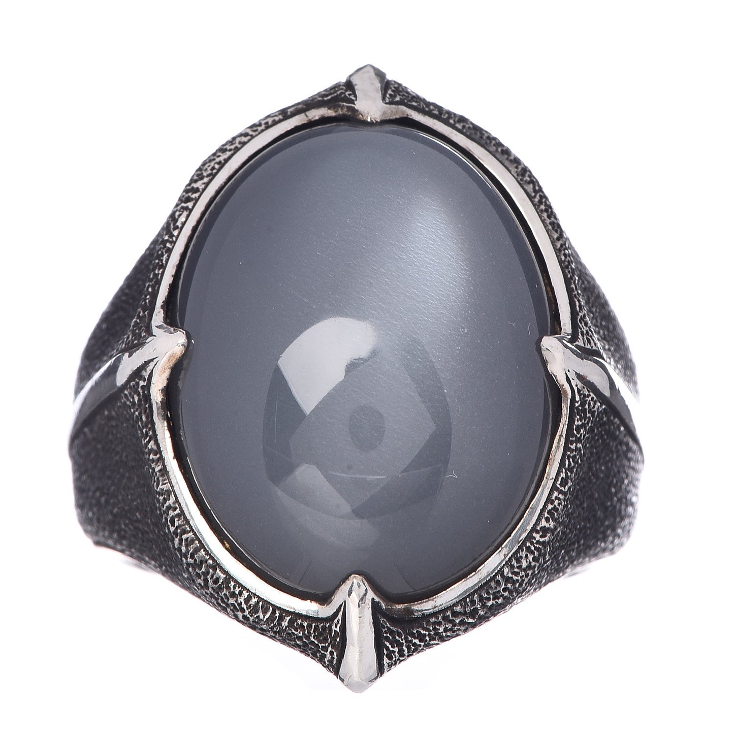 Sterling Silver Moonstone Mens Oval Ring 60 9