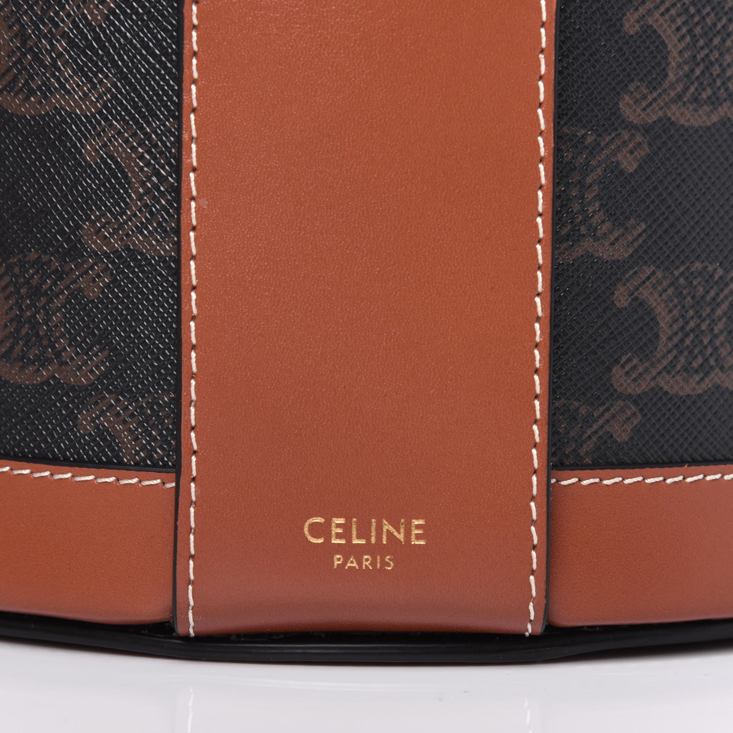 Celine Calfskin Triomphe Canvas Medium Tambour Bag Tan 6 of 11