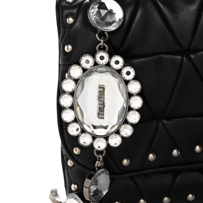 Miu Miu Nappa Quilted Crystal Studded Flap Clutch Black 7 of 11
