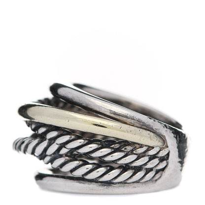 David Yurman Sterling Silver 14K Yellow Gold Narrow Crossover Ring 52 6 3 of 5