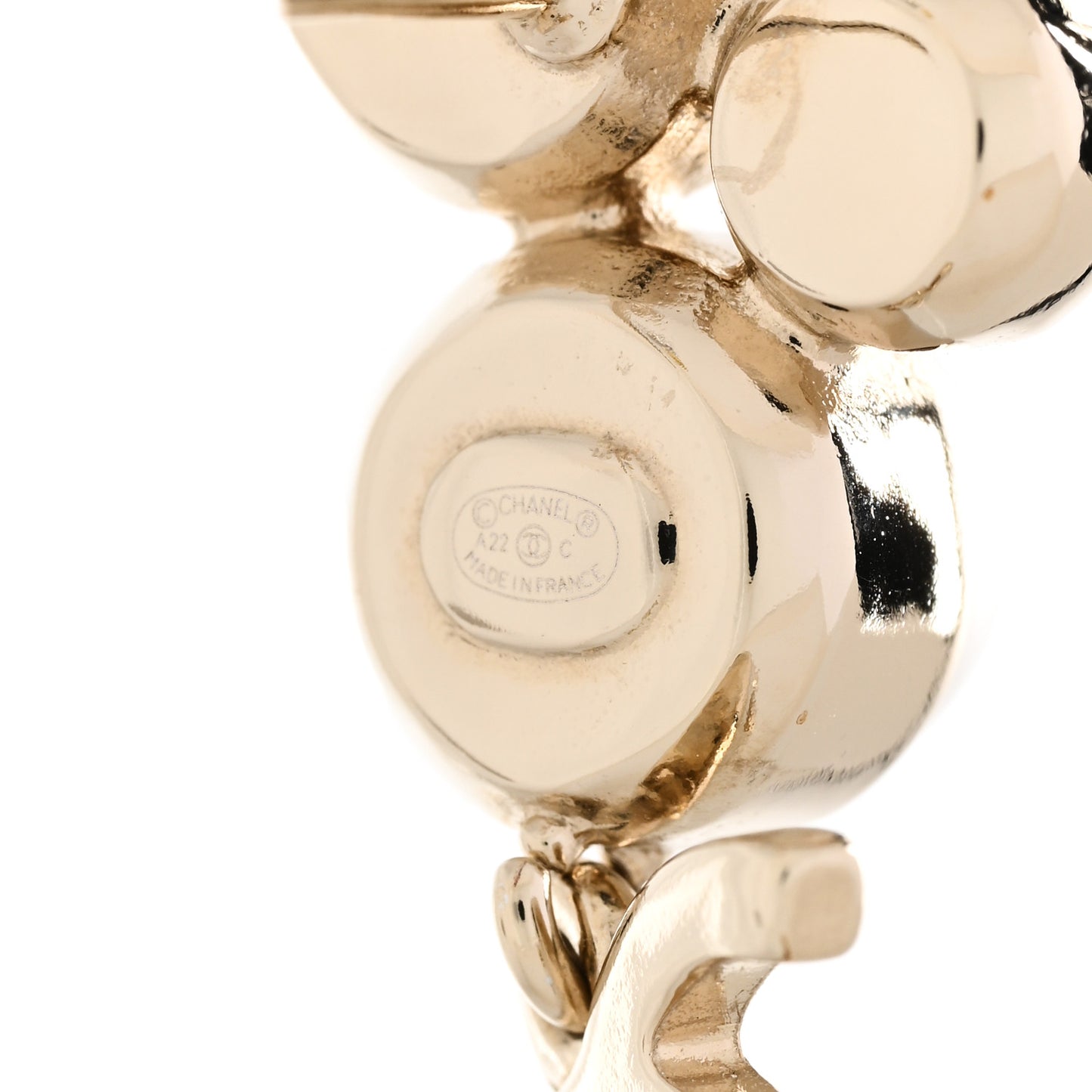 Pearl Crystal CC Drop Earrings Gold