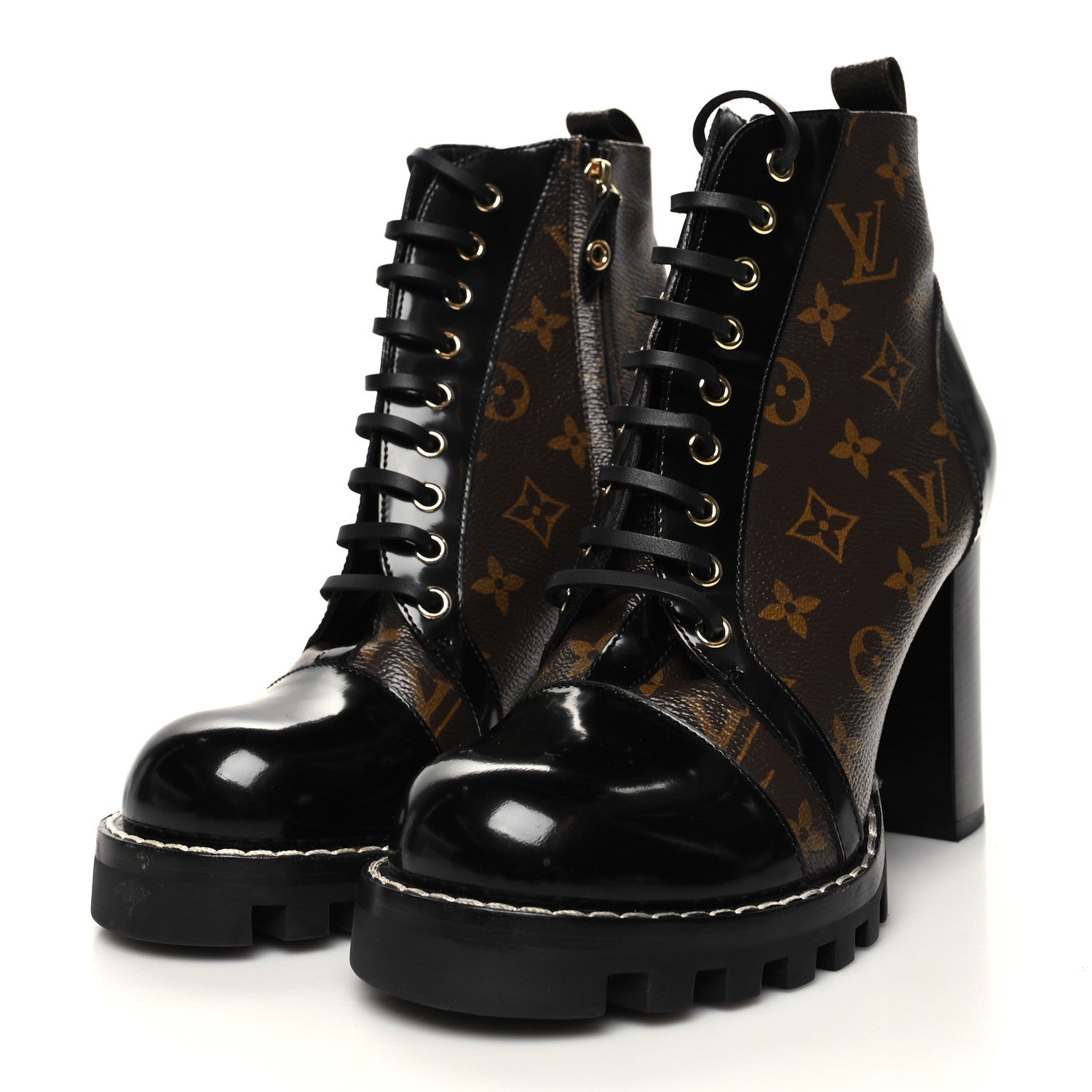 Louis Vuitton Patent Calfskin Monogram Star Trail Ankle Boots 41 Black 3 of 9
