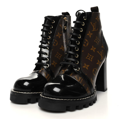 Louis Vuitton Patent Calfskin Monogram Star Trail Ankle Boots 41 Black 3 of 9