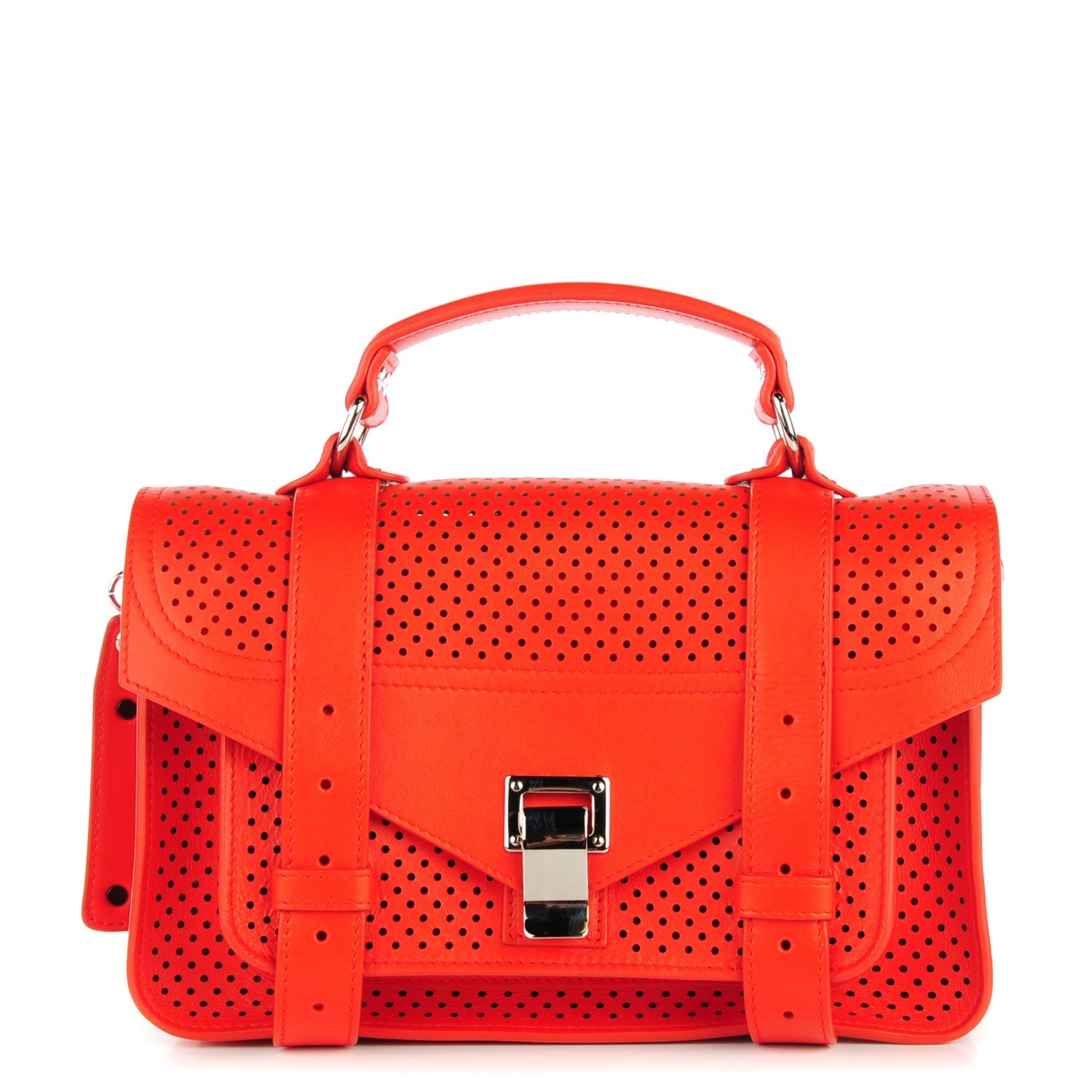 Proenza Schouler Lambskin Perforated Tiny PS1 Satchel Fire Red 1 of 7