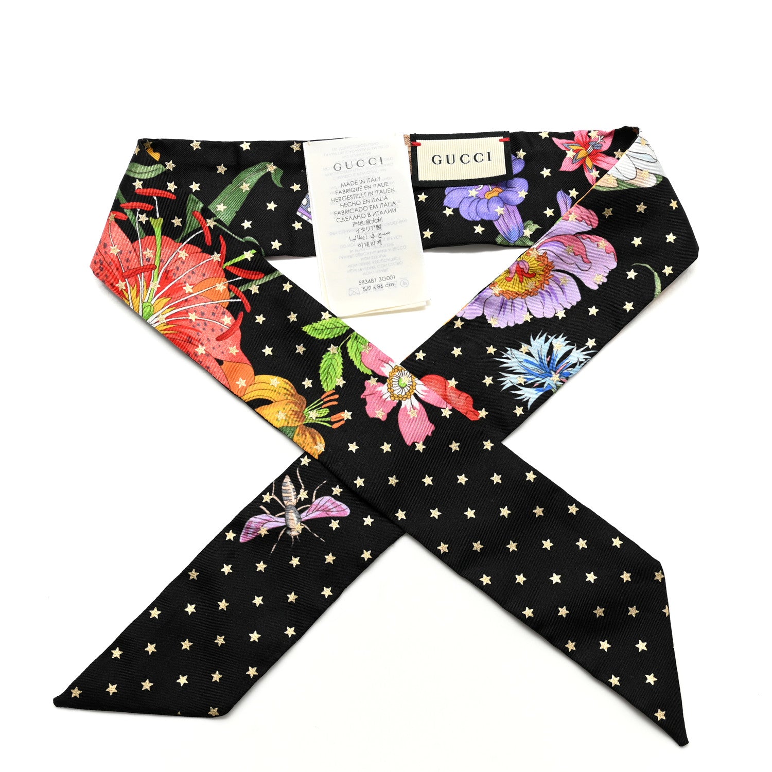 Gucci Silk Twill Goldy Neck Bow Scarf Black 1 of 3