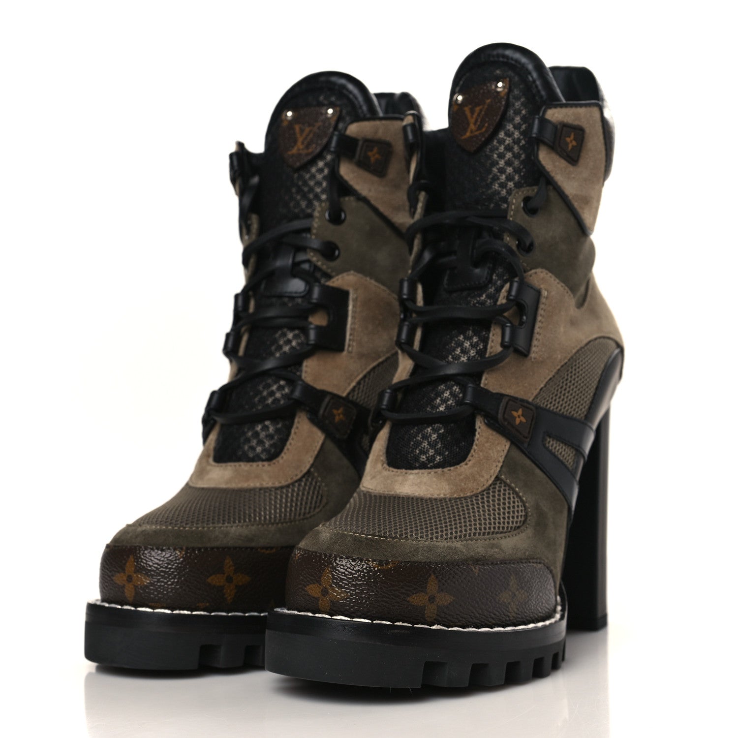Louis Vuitton Suede Calfskin Monogram Star Trail Ankle Boots 39 Khaki 3 of 8