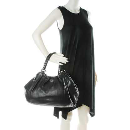 Prada Deerskin Shoulder Bag Black 2 of 8