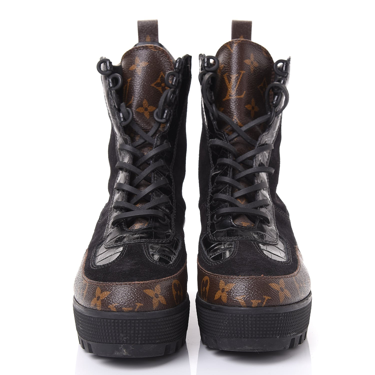 Louis Vuitton Suede Calfskin Monogram Laureate Platform Desert Boots 38.5 Black 2 of 11