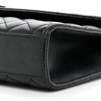 Saint Laurent Grain De Poudre Textured Mixed Matelasse Triquilt Medium Monogram Monochrome Satchel Black 7 of 15