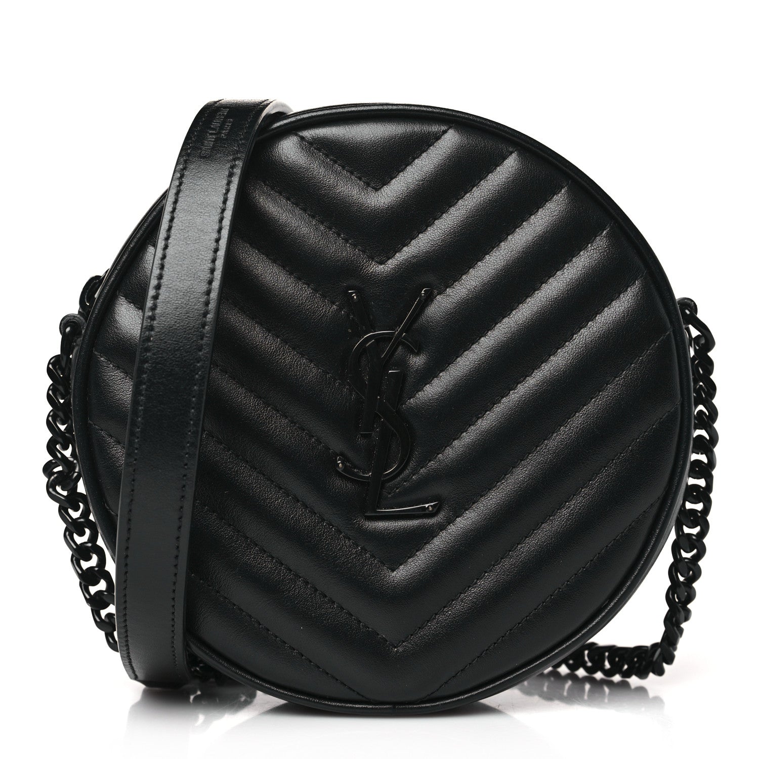 Saint Laurent Calfskin Matelasse Chevron Round Vinyle Camera Bag Black 1 of 8