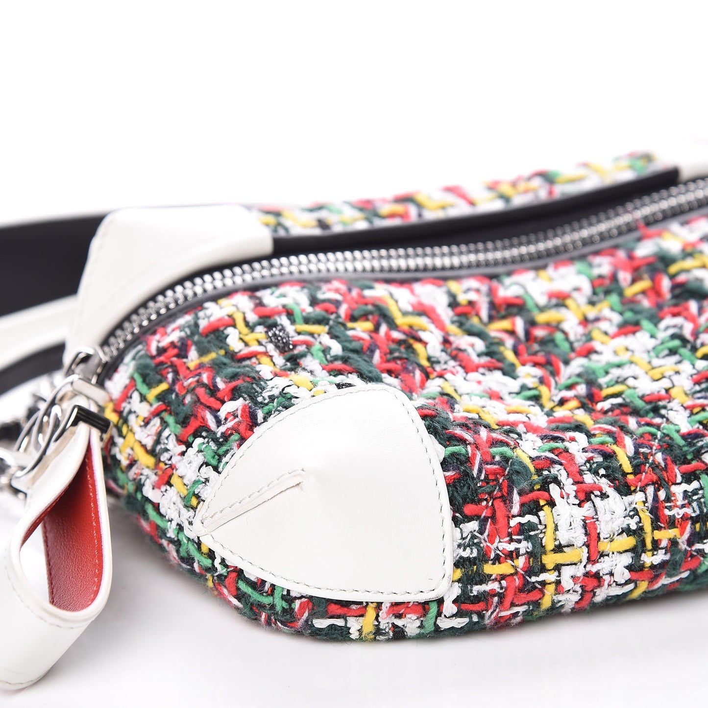 Tweed Calfskin Street Allure Waist Bag White Multicolor