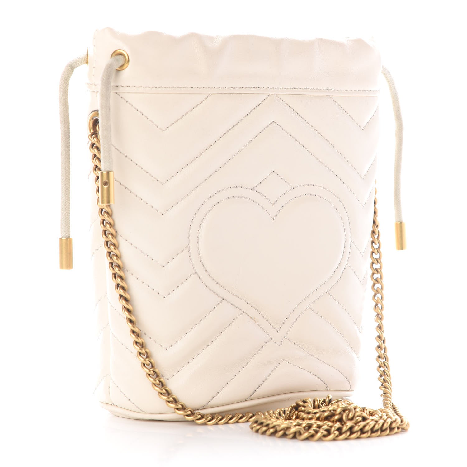 Gucci Calfskin Matelasse Mini GG Marmont 2.0 Bucket Bag White 3 of 9