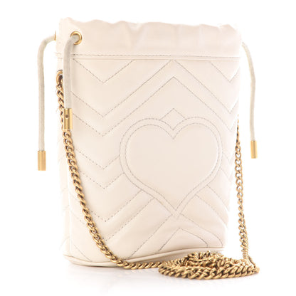 Gucci Calfskin Matelasse Mini GG Marmont 2.0 Bucket Bag White 3 of 9